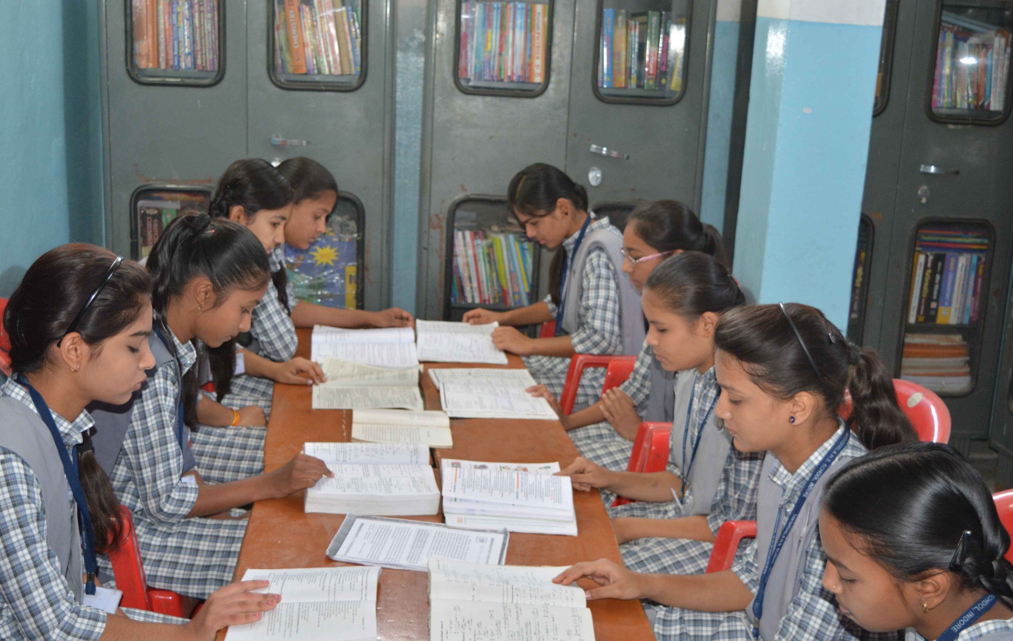 Students reading in the school library